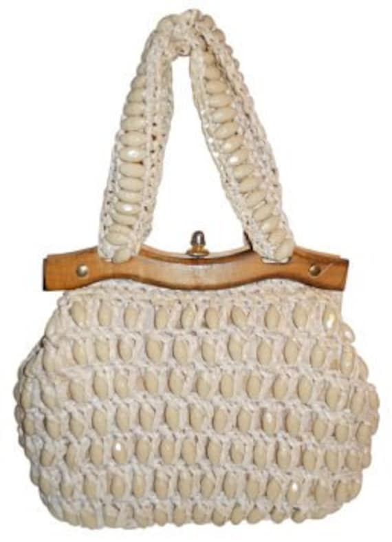 Vintage woven beaded satchel - image 1