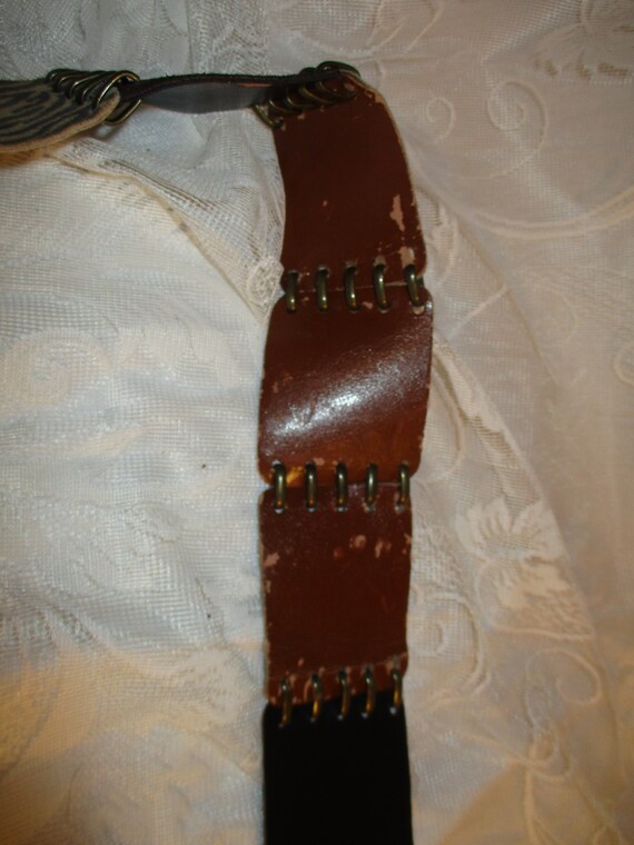 fringed leather patch belt - image 9
