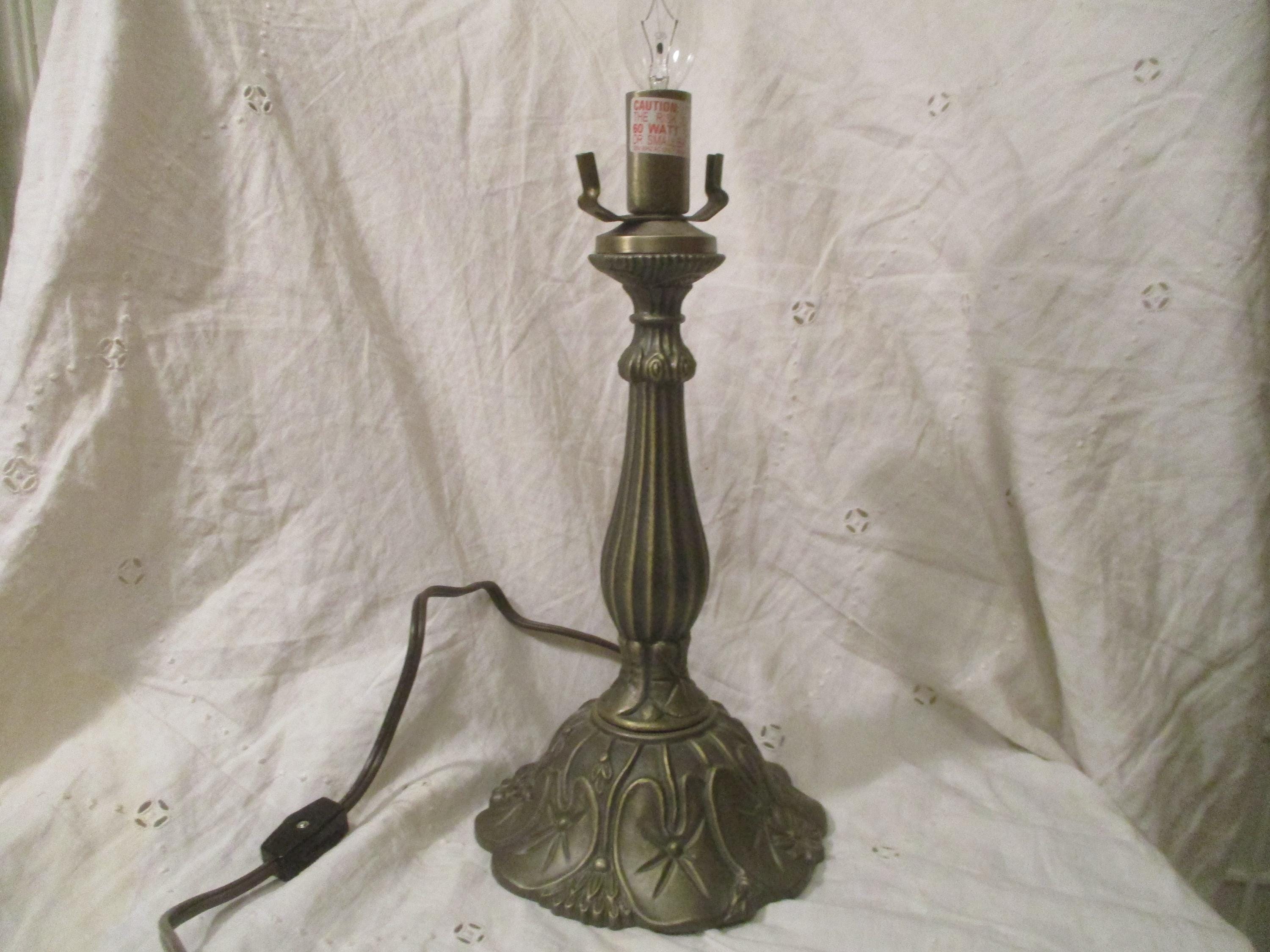 vintage cast metal Tiffany style lily lamp base