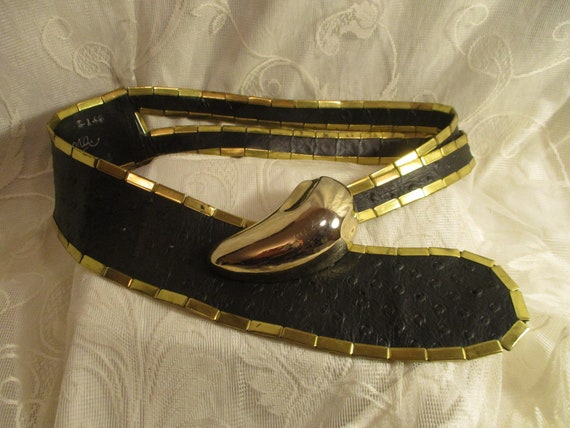 Sipra ostrich wide leather belt
