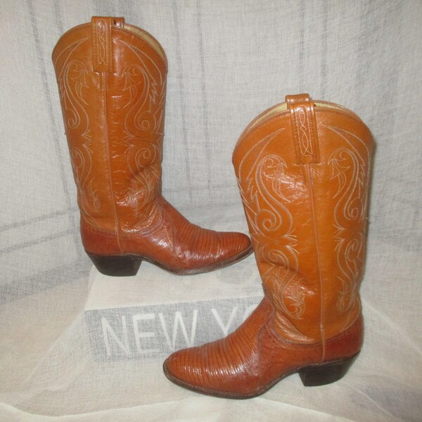 Dan Post lizard leather western/cowboy/cowgirl boots size 8