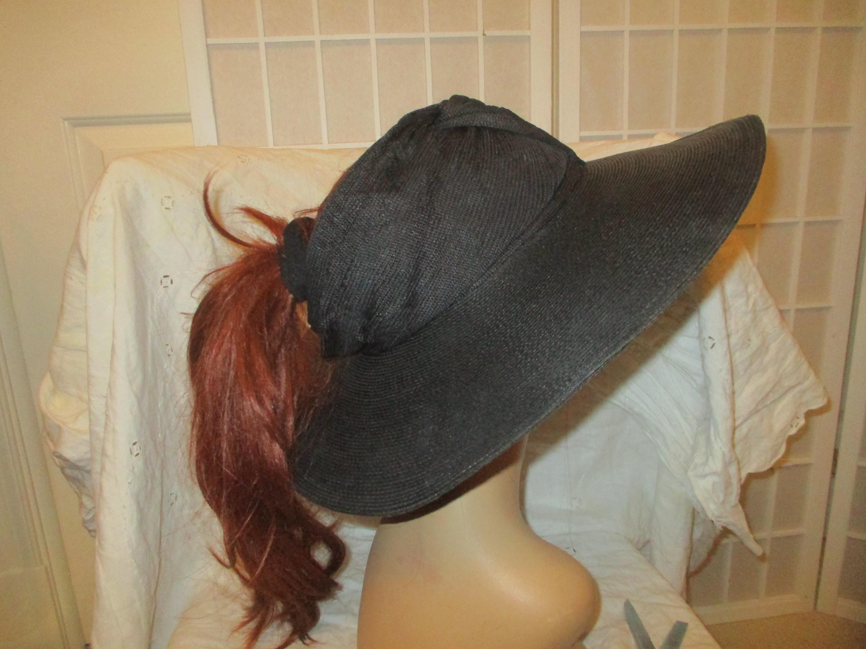 Eric Javits Rare Vintage Wide Brim Squishee Mesh Crown Ponytail Hat Eric Javits Squishee Hat | Squishee® A List - Packable  main image 2