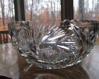 American Briliant lead crystal cut glass bowl