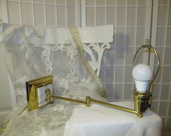 vintage brass & marble wall mount swing arm light