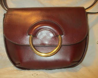 Vintage Pebble-grain Leather Banana Republic Bag With Whipstitch