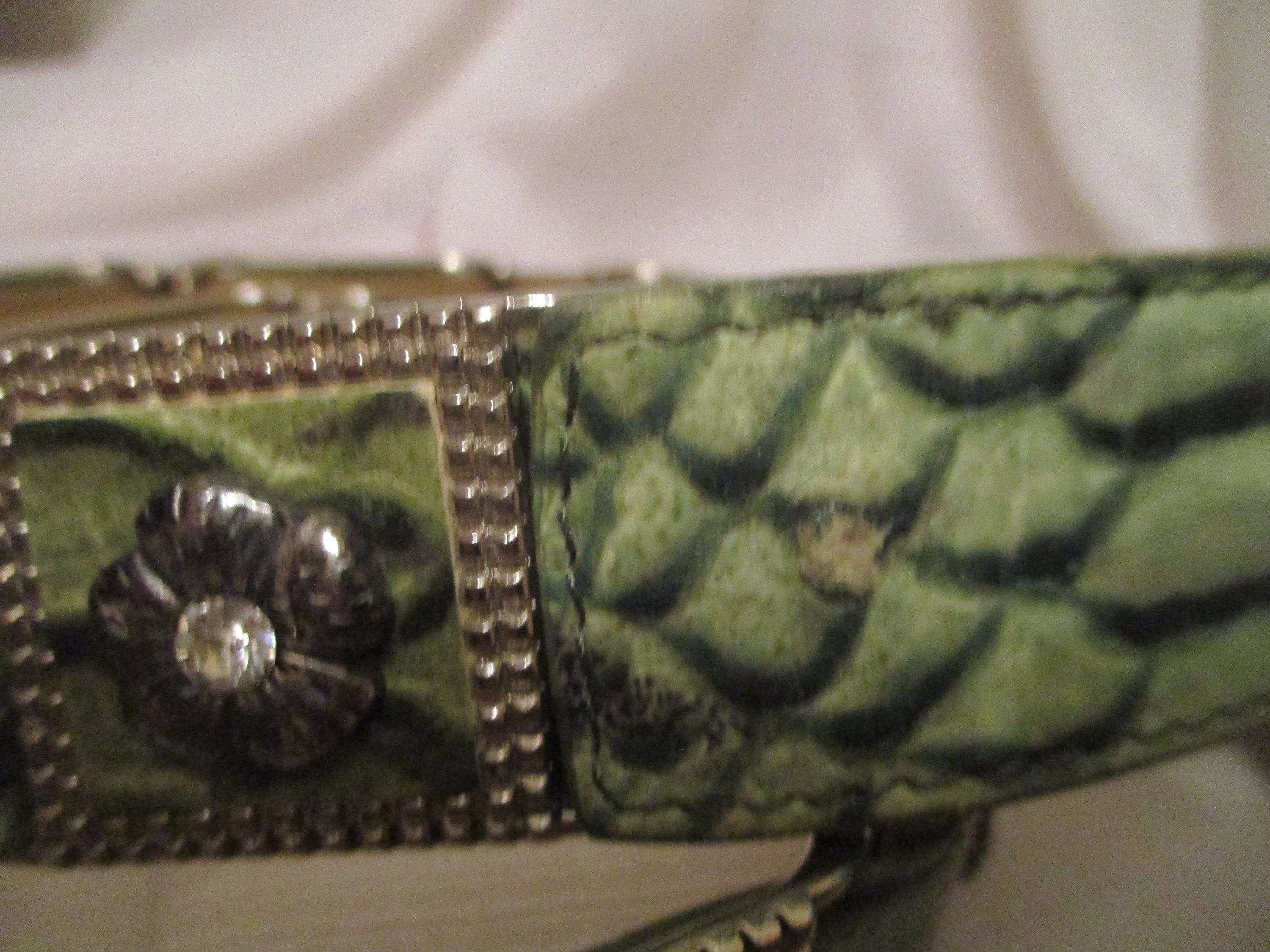 ????? Metallic Snakeskin Italian Leather Belt - NEW (w/o tags) circa 2000\'s vintage Berge snakeskin embossed leather belt with metal and  main image 3
