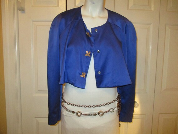 cropped satin swing jacket/blazer - image 9