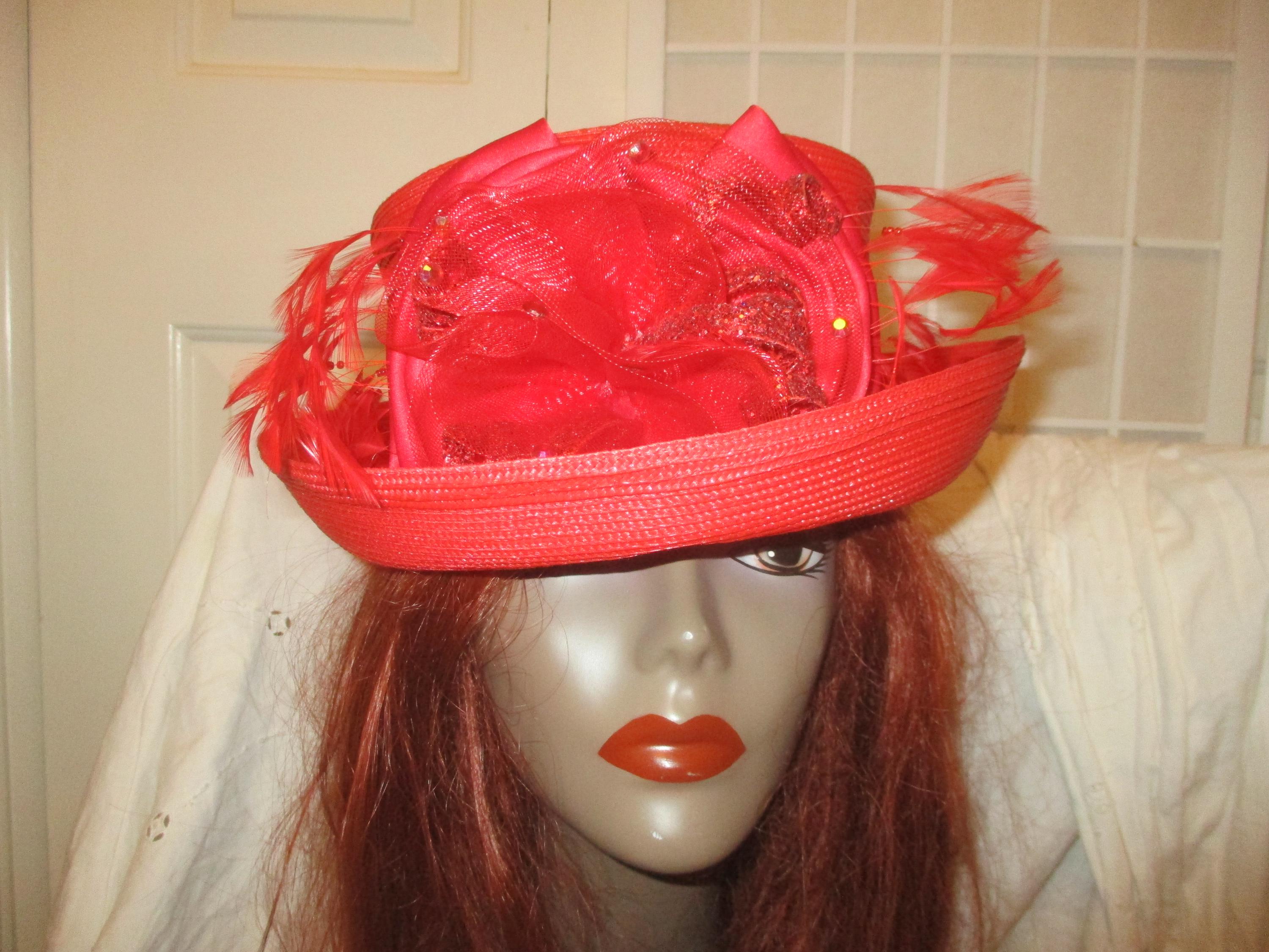 Deborah Fashions The Hat people Red Felt Hat Deborah New York Hat - Etsy main image 2
