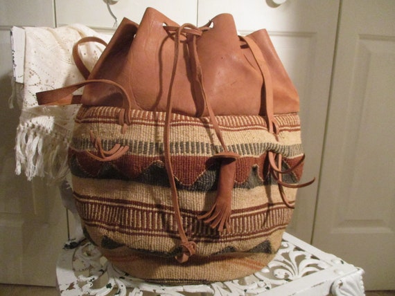 huge straw and leather tote/shoulder bag/hobo