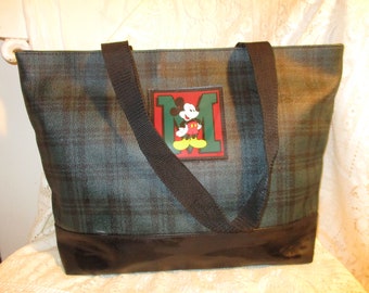 Mickey Mouse plaid tote bag