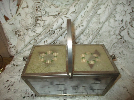 Woven silver metal basket bag