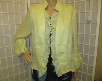 Lena Gabrielle 3/4 ruffled sleeve linen blazer/jacket