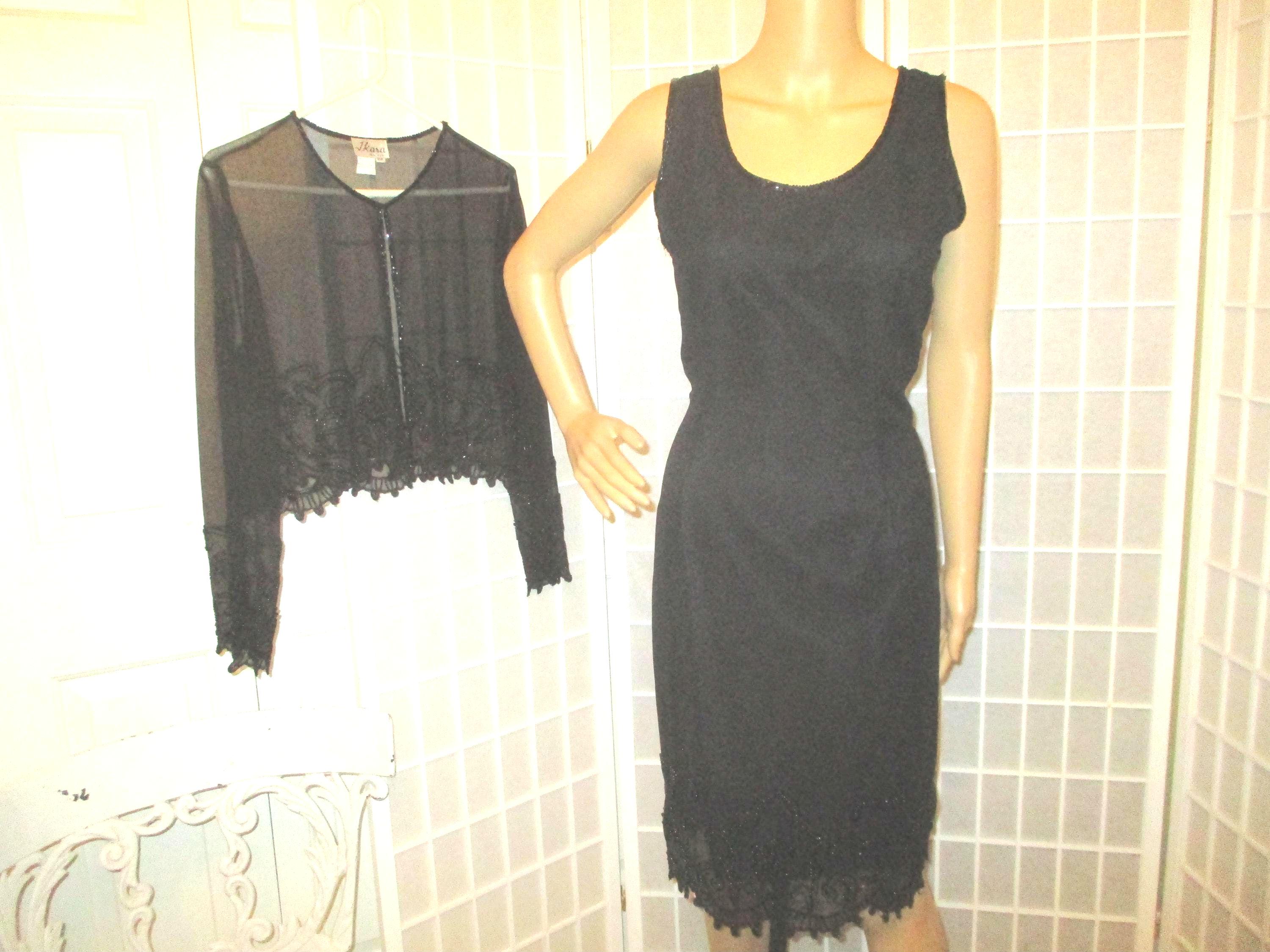 J Kara beaded Black dress and jacket set