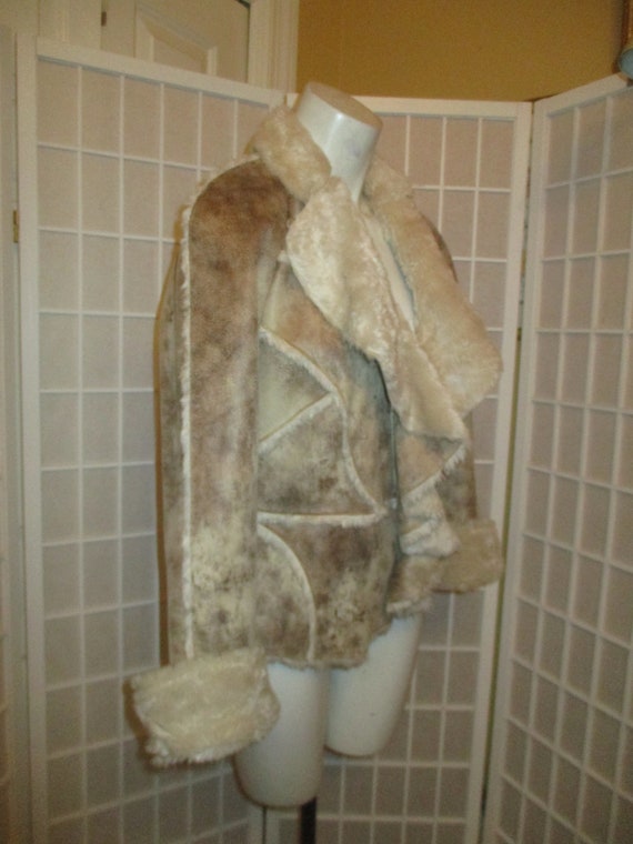 Pamala McCoy distressed faux leather/faux fur coat - image 3