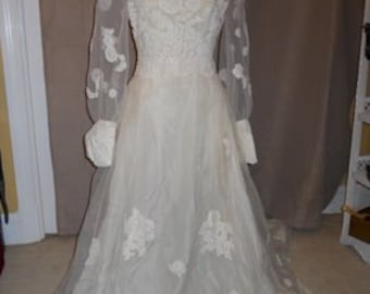 Vintage hand made wedding gown XS