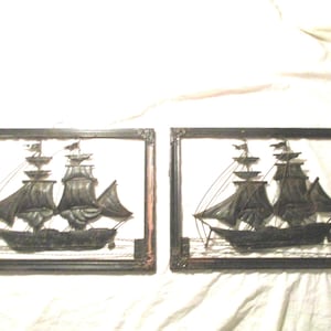cut out metal ship wall decor pair