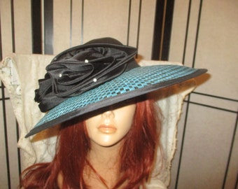 Vintage 1980s Sonni of San Francisco Hat Black Wool & Net  display picture 1