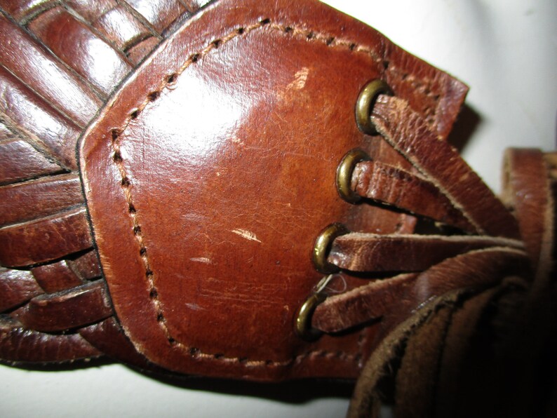 wide woven leather fringed belt