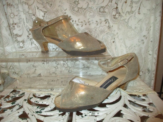 Diamant metallic leather open toe dance shoes siz… - image 1