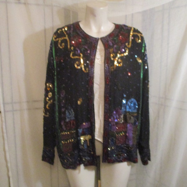 Together beaded & sequined silk evening jacket