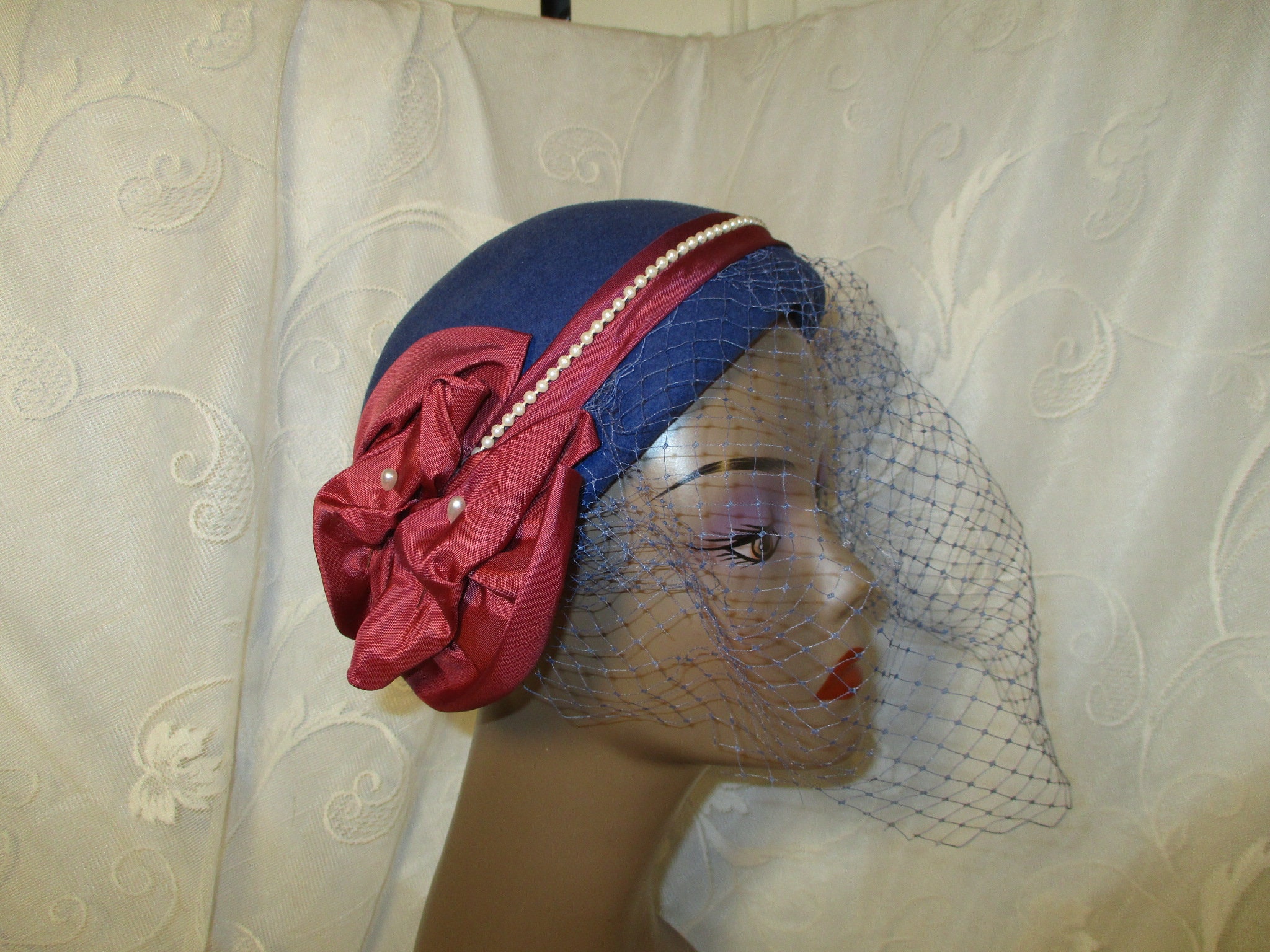 RARE SYLVIA VINTAGE  WOOL HAT WITH BOW AND VEIL Sylvia Wool Hat - Etsy main image 2