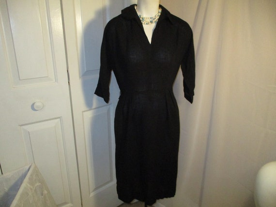 3/4 sleeve 1940's linen dress - image 1