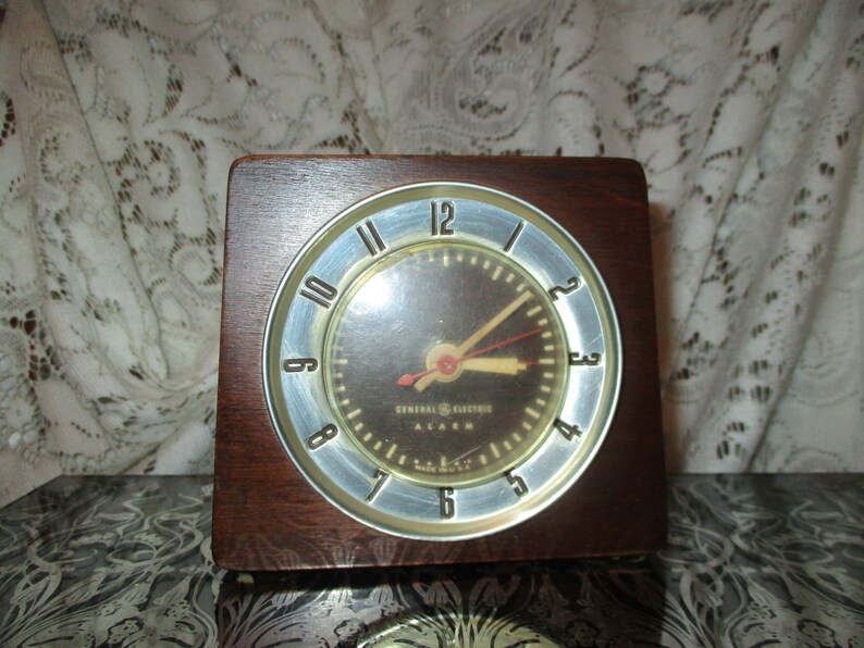 General Electric Art Deco Wood Case Electric Alarm Clock Etsy