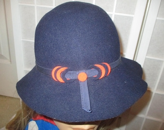 Vintage Tina Too Bollman Wool Hat 1960s Tina Too Bollman Neon Orange + Hot Pink Wool Doeskin  main image 3