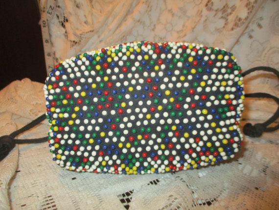 antique beaded drawstring pouch/bag/wristlet - image 7