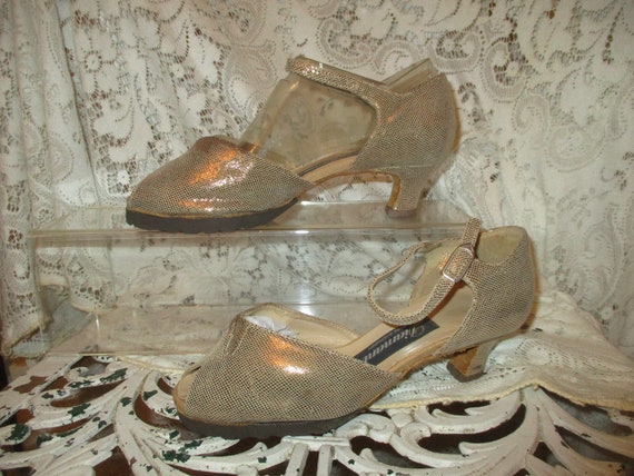 Diamant metallic leather open toe dance shoes siz… - image 2