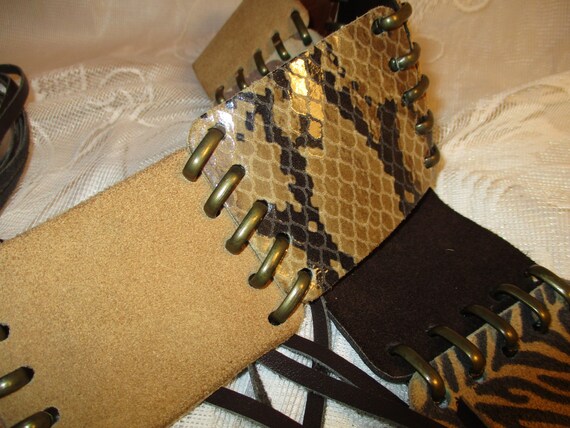 fringed leather patch belt - image 6