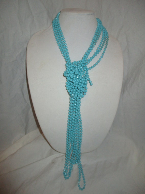 X long 5 strand turquoise beaded necklace - image 7
