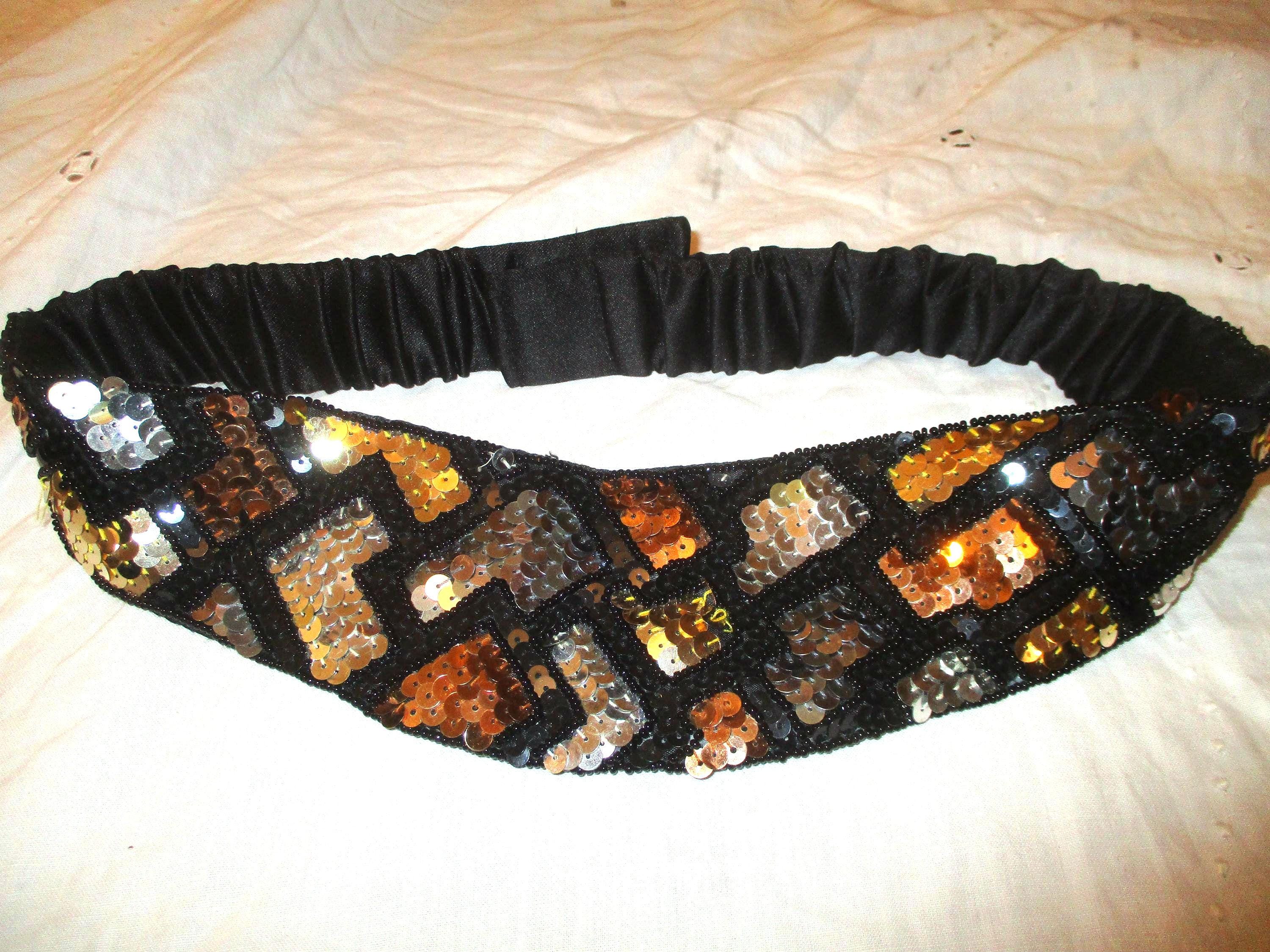 Vintage Milor Butterfly Beaded Cummerbund Belt | Satin Elastic Waist Cinch Beaded Elastic Belts for Women for sale | eBay main image 3