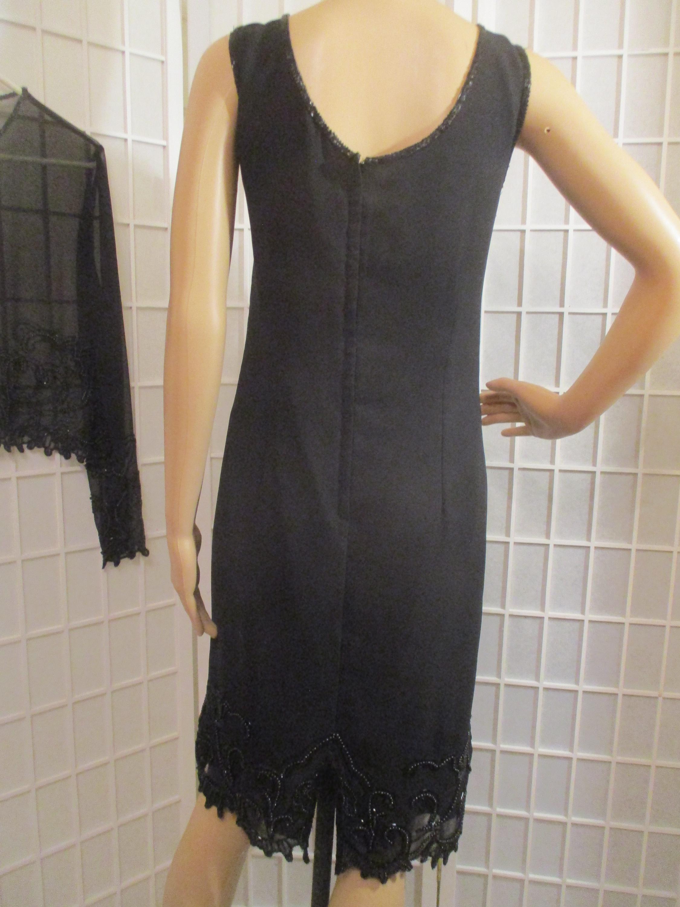 j kara beaded jacket dress J Kara Beaded Black Dress and Jacket Set