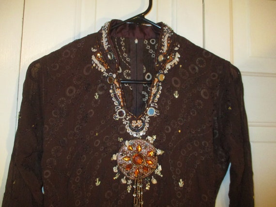 beaded silk Indian tunic - image 2