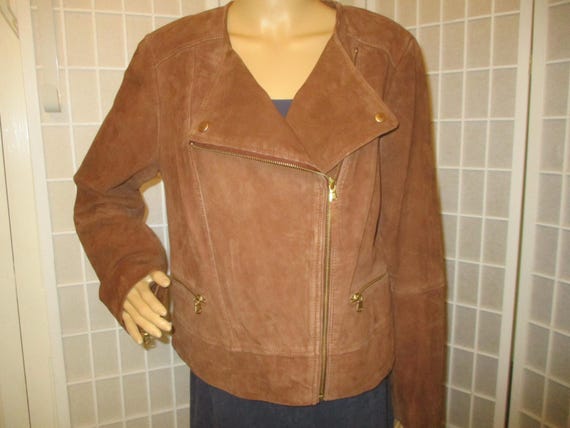 Talbots distressed goat suede vintage moto jacket