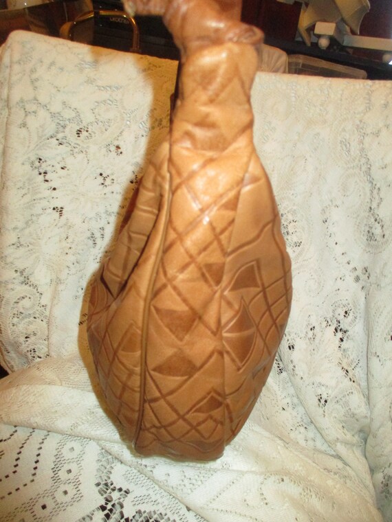 geometric embossed leather hobo - image 3