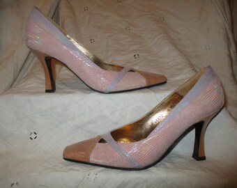 Timothy Hitsman vintage color block pastel leather pumps