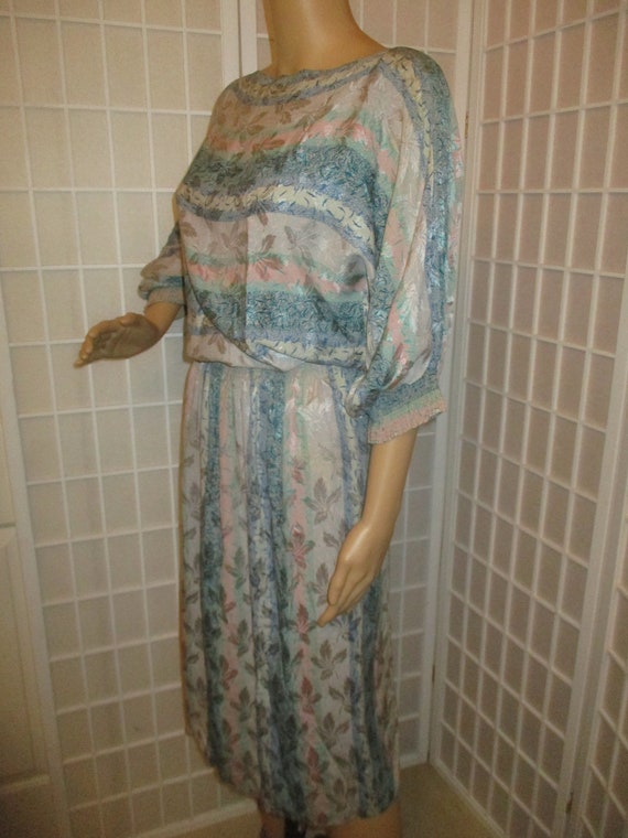 vintage Montaldo's silk jacquard blouson 3/4 slee… - image 5