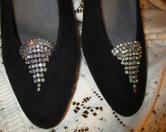 Art Deco rhinestone shoe clips