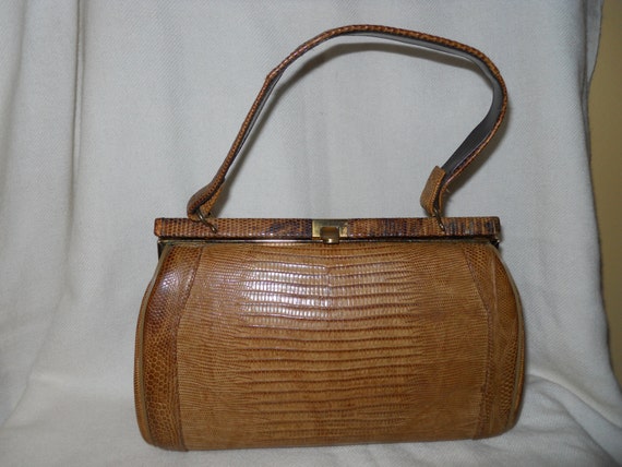 Vintage Sterling lizard skin satchel - image 1