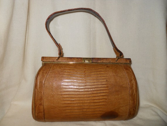 Vintage Sterling lizard skin satchel - image 2