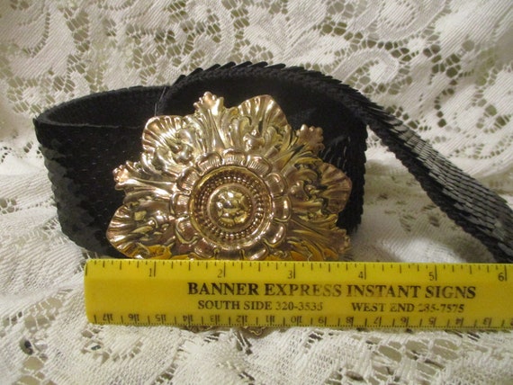 wide  stretch belt with large medallion buckle - image 9