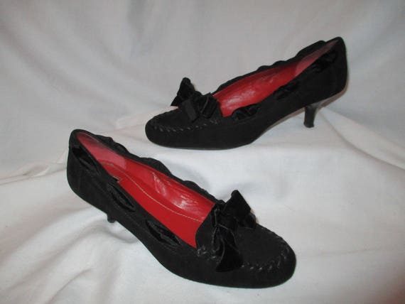 Vintage Coach suede velvet trim pumps size 7 - image 1