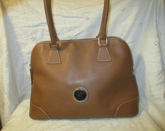 Genuine Vintage RENOMA Paris Tan Pebble Leather Satchel Bag Large