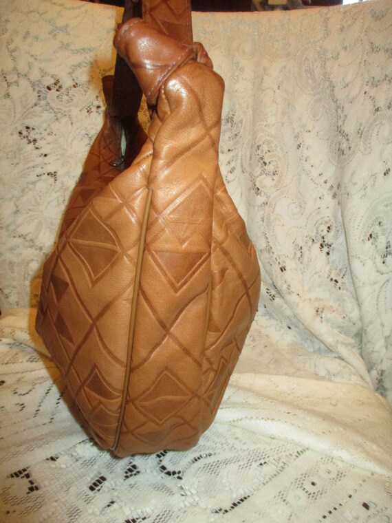 geometric embossed leather hobo - image 5