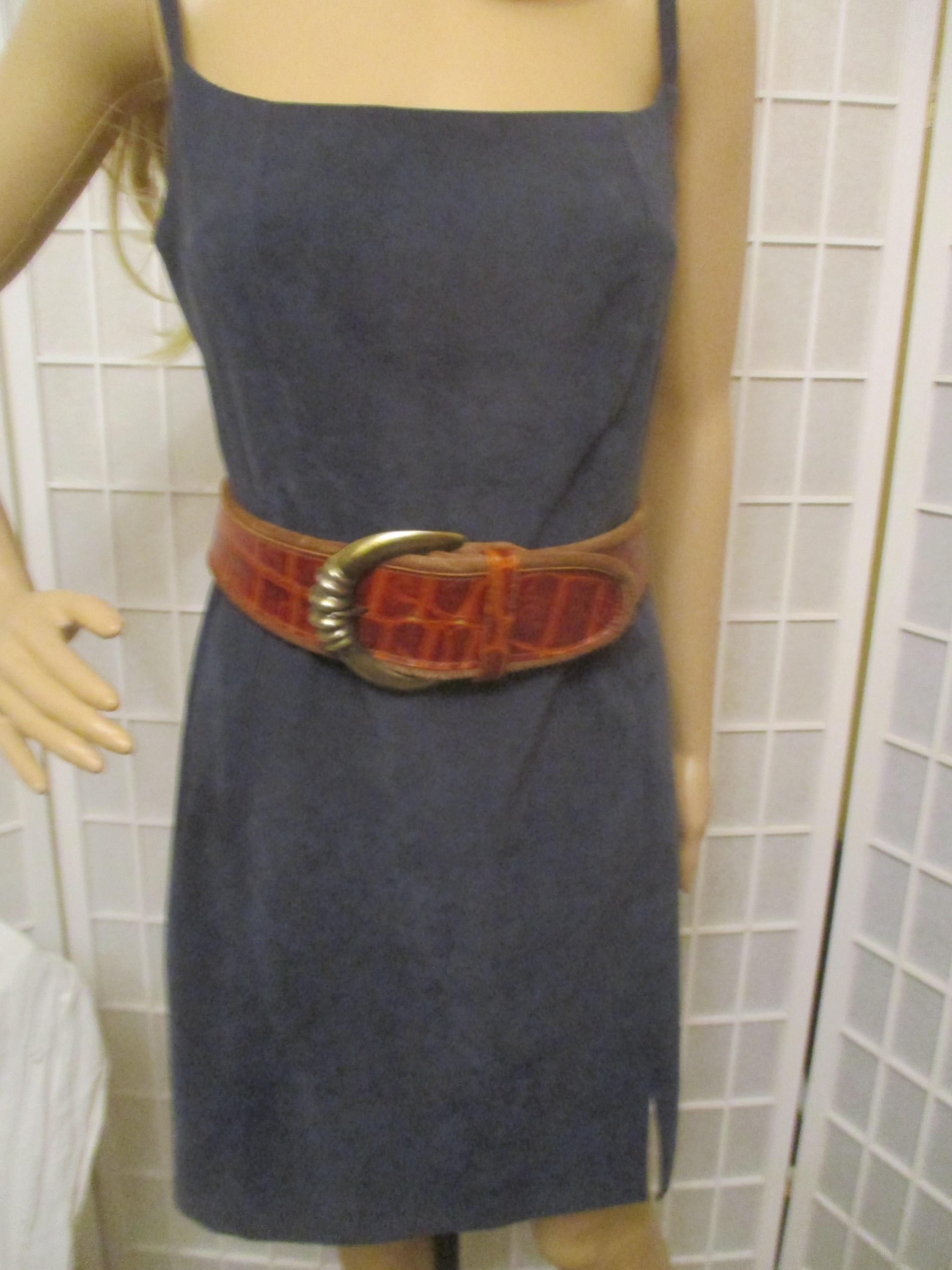 Express Croc Embossed Wide Leather Belt - Etsy display picture 3