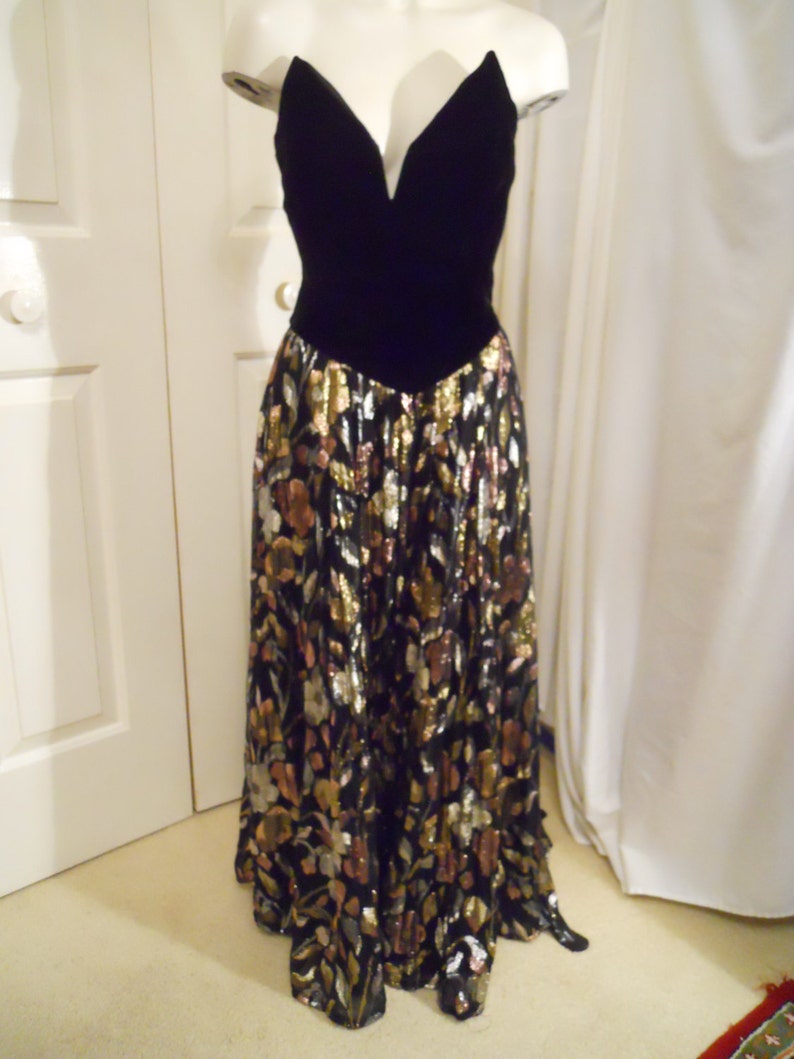 vintage Jessica McClintock strapless evening dress