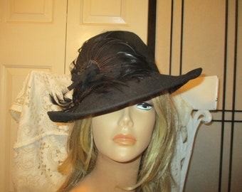 Glenover fawn tra wool felt fedora with feather detail