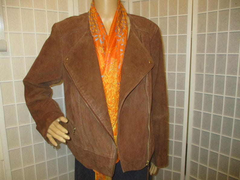 Talbots vintage-motorcykeljacka i sliten getmocka bild 8